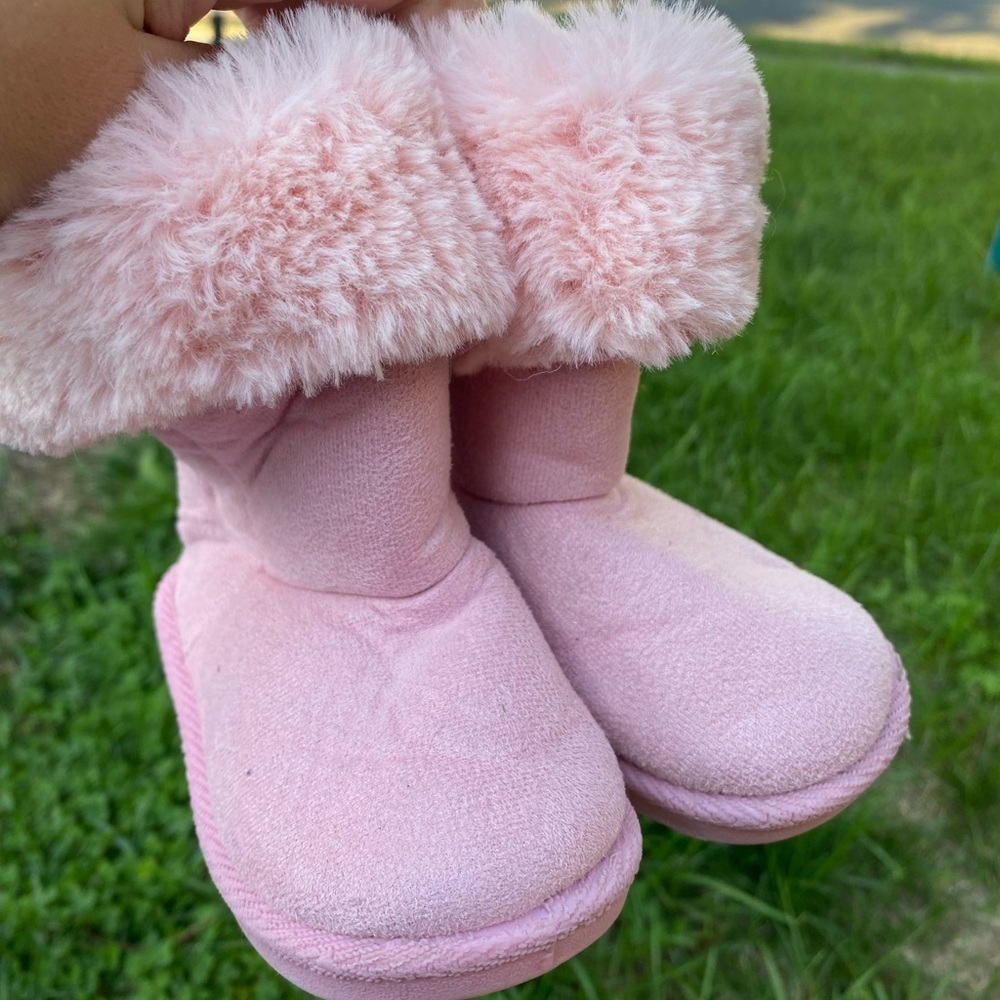 First Steps pink used boots toddler girl with zipper